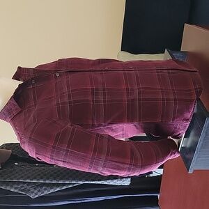 EXPRESS Slim Plaid Pocket Corduroy Shirt